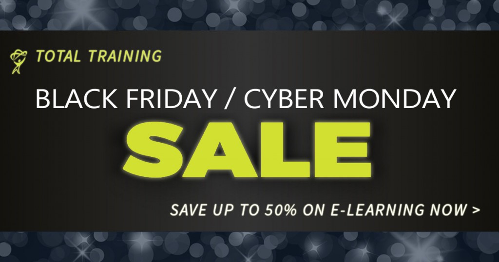 Cyber Monday Sale going on now at totaltraining.com